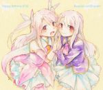  2girls asano_(miagolo) dated dual_persona fate/kaleid_liner_prisma_illya fate_(series) feathers hair_feathers illyasviel_von_einzbern magical_girl multiple_girls prisma_illya red_eyes traditional_media watercolor_(medium) white_hair 