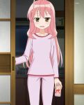  1girl green_eyes highres long_hair moesaki_ichigo pajamas pink_hair screencap sore_ga_seiyuu! strawberry_milk 