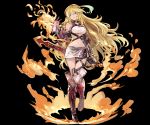  bare_shoulders blonde_hair boots choker fire gradient_hair granblue_fantasy green_hair midriff milla_maxwell minaba_hideo multicolored_hair navel red_eyes skirt sword tales_of_(series) tales_of_xillia weapon 