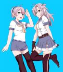  2girls aoba_(kantai_collection) gloves kantai_collection kinugasa_(kantai_collection) multiple_girls ojipon purple_hair school_uniform serafuku shorts skirt thigh-highs 