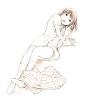  1girl monochrome original sketch skirt socks solo traditional_media undressing yoshitomi_akihito 