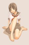  1girl barefoot original school_uniform short_hair solo yoshitomi_akihito 