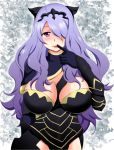  breasts camilla_(fire_emblem_if) cleavage fire_emblem fire_emblem_if gloves hair_over_one_eye littlecosmos long_hair purple_hair violet_eyes 