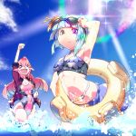  blue_hair fantasy highres innertube original pink_hair sunglasses swimsuit t.a.k. water 