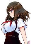  1girl breasts brown_hair dated female gatchaman_crowds ichinose_hajime large_breasts long_hair signature simple_background smile solo twitter_username weshika white_background 