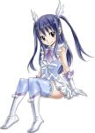  1girl black_eyes blue_hair fairy_tail long_hair looking_at_viewer mashima_hiro official_art simple_background smile solo white_background 