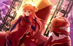  1girl bakanoe blue_eyes bodysuit eva_02 hand_in_hair highres long_hair mecha neon_genesis_evangelion plugsuit redhead solo souryuu_asuka_langley 