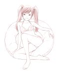 1girl bikini innertube monochrome original sketch solo swimsuit traditional_media twintails yoshitomi_akihito 