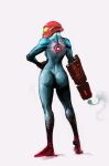  arm_cannon back cobaltplasma helmet highres samus_aran weapon zero_suit 