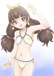  1girl amanogawa_kirara amraam120c bikini brown_hair earrings go!_princess_precure jewelry long_hair precure star star_earrings swimsuit twintails violet_eyes 