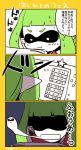  1girl 4koma :3 comic domino_mask inkling kuro_yuzu long_hair mask pointy_ears solo splatoon star translation_request 