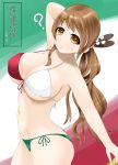  1girl ? bikini brown_eyes brown_hair highres kantai_collection littorio_(kantai_collection) long_hair marl35 ponytail swimsuit 