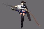  1girl arrow bow_(weapon) brown_eyes brown_hair highres kaga_(kantai_collection) kantai_collection muneate short_hair side_ponytail simple_background solo thigh-highs weapon zealt 