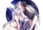  2girls bikini blue_eyes crossover dodonpachi dodonpachi_saidaioujou ere_(2516325) gothic_wa_mahou_otome licking long_hair maria_(saidaioujou) multiple_girls piece rozari_(gothic_wa_mahou_otome) silver_hair swimsuit twintails violet_eyes white_hair 