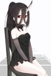  battleship_water_oni black_hair chair highres kantai_collection long_hair looking_at_viewer ponytail sitting tagme yukichi_(sukiyaki39) 
