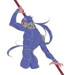  1boy anne_(taos323) blue_hair fate/stay_night fate_(series) gae_bolg lancer polearm ponytail red_eyes solo spear weapon 