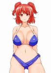  1girl bikini blush breasts chin_(motio7201) large_breasts looking_at_viewer navel o-ring_bottom onozuka_komachi red_eyes redhead short_hair smile solo swimsuit touhou two_side_up 