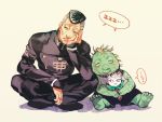  2boys father_and_son gakuran jojo_no_kimyou_na_bouken multiple_boys nekogusa_(jojo) nijimura&#039;s_father nijimura_okuyasu pompadour school_uniform sleeping uko_(moi08) 