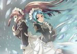  blue_eyes blue_hair brown_hair felicia_(fire_emblem_if) fire_emblem fire_emblem_if flora_(fire_emblem_if) grimjin long_hair maid maid_headdress ponytail 