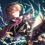  1boy armor blonde_hair book fire_emblem fire_emblem_if gauntlets gloves leaf leon_(fire_emblem_if) red_eyes shuri_yasuyuki solo 