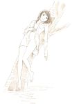  1girl monochrome naked_shirt original shirt sketch solo traditional_media yoshitomi_akihito 