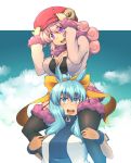  2girls animal_ears blue_eyes blue_hair hat horns kuromiya kuzakura_mika long_hair multiple_girls original pink_hair souma_ren violet_eyes 