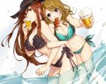  absurdres alcohol beer bikini brown_hair food hat highres kawai_makoto koufuku_graffiti machiko_akira swimsuit tsuyuko_(koufuku_graffiti) 