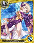  1boy artist_request bishop_(chess) blonde_hair blue_background card_(medium) character_name chess_piece gasper_vladi hair_ornament high_school_dxd japanese_clothes kimono official_art otoko_no_ko pointy_ears red_eyes short_hair tabi trading_cards 