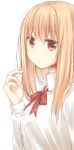  1girl blonde_hair blush doma_umaru highres himouto!_umaru-chan long_hair looking_at_viewer nikotamu school_uniform simple_background solo white_background yellow_eyes 