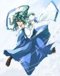 detached_sleeves green_eyes green_hair kochiya_sanae long_hair long_skirt necktie skirt solo tonoyayoi toono_yayoi touhou