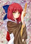  japanese_clothes kimono kohaku lips pengin_guriko red_hair redhead sheath smile solo sword tsukihime unsheathing weapon yellow_eyes 