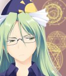 glasses green_eyes green_hair hat ichiju long_hair mima ogami_kazuki touhou wizard_hat 