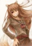 brown_hair highres holo shikao_(monkey) smile solo spice_and_wolf wink 