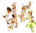  ! animal_ears back breasts cat_ears cleavage cooking dark_skin dress gloves hat monster monster_hunter playstation_portable psp simple_background wok 