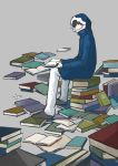  aoi book book_stack coat ghost_in_the_shell ghost_in_the_shell_stand_alone_complex laughing_man male reading sitting solo 