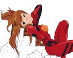  brown_hair cute kasahara_(okojyo9314) long_hair lying neon_genesis_evangelion orange_hair plugsuit smile souryuu_asuka_langley stairs 