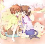  2boys bad_id cat_ears cat_tail child code_geass dog_ears dog_tail doll kururugi_suzaku lelouch_lamperouge male maruki_(punchiki) multiple_boys pocky stuffed_animal stuffed_toy tail teddy_bear yaoi 