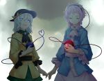  closed_eyes eyes glowing glowing_eyes hairband hand_holding hat holding_hands komeiji_koishi komeiji_satori purple_hair sakuraba_yuuki siblings silver_hair sisters touhou 