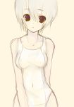  one-piece_swimsuit original red_eyes saibashi school_swimsuit short_hair simple_background sketch swimsuit white_hair 