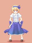  alice_margatroid alice_margatroid_(pc-98) blonde_hair blue_eyes book child hairband hands_on_hips highres pout shiro_negi short_hair simple_background touhou touhou_(pc-98) 