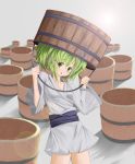  bucket green_eyes green_hair highres japanese_clothes kisume solo touhou twintails xulhey 
