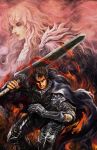  armor berserk dragonslayer_(sword) frown gonzui griffith guts highres huge_weapon male multiple_boys scar sword weapon 