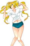  buruma genderswap gym_uniform i_(kaiyou) legs long_hair lying naruko naruto twintails 