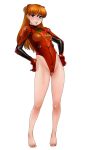  blue_eyes brown_hair feet hands_on_hips highleg highres legs leotard lips long_hair matoyama neon_genesis_evangelion plugsuit souryuu_asuka_langley 