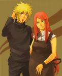  1girl couple green_eyes hair_ornament hairpin i_(kaiyou) long_hair namikaze_minato naruto pregnant red_hair redhead smile uzumaki_kushina 