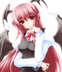  demon_girl formal head_wings koakuma long_hair pink_hair red_eyes shirotsuki_kouta touhou wings 