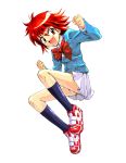  fujimoto_satoru panties red_eyes redhead school_uniform shoes short_hair simple_background skirt sneakers underwear zettai_karen_children 