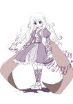  cape dress fuyuko hijiri_byakuren long_hair monochrome purple sketch touhou 