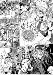  5girls :3 anger_vein angry bismarck_(kantai_collection) blank_stare blush_stickers commentary_request deformed greyscale heart heart-shaped_pupils hiei_(kantai_collection) highres kantai_collection littorio_(kantai_collection) monochrome multiple_girls munmu-san nattou pasta prinz_eugen_(kantai_collection) rice roma_(kantai_collection) scared shaded_face symbol-shaped_pupils teeth thumbs_up translated 