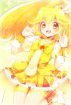  1girl artist_request blonde_hair blush cure_peace dress female happy kise_yayoi long_hair magical_girl ponytail smile_precure! solo source_request yellow_eyes 